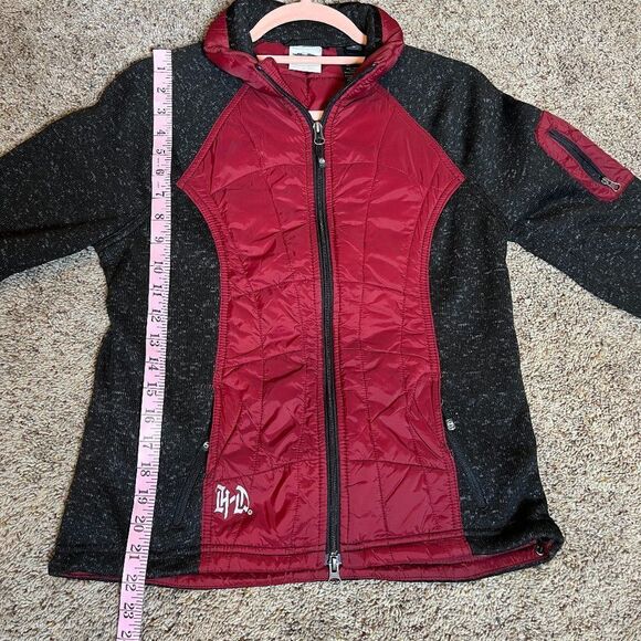 Women's Quilted Jacket - Red and Gray - Picture 8 of 8